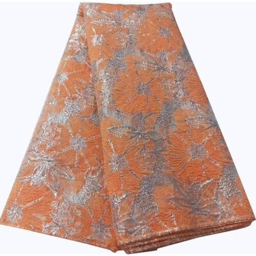 5yards/pc) Wonderful silver orange jacquard African tulle lace fabric light and soft French net lace for party dress FLH091