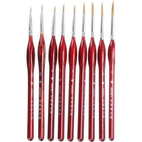 9pcs 000~6 Sable Detail Art Nail Drawing Brush Miniature Gel Carving Paint Brush Set DIY Nail Painting Tool Set