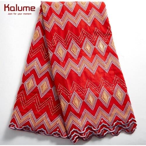 Kalume African Swiss Lace Fabric 2021 Red African Swiss Cotton Lace Fabric DIY Dress 5 Yard Design Nigerian Lace For Dress H2487