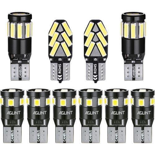AGLINT 10PCS T10 W5W CANBUS 194 168 LED Bulbs For Interior Lighting Position Reading License Plate Dome Trunk Light 6000k 12V