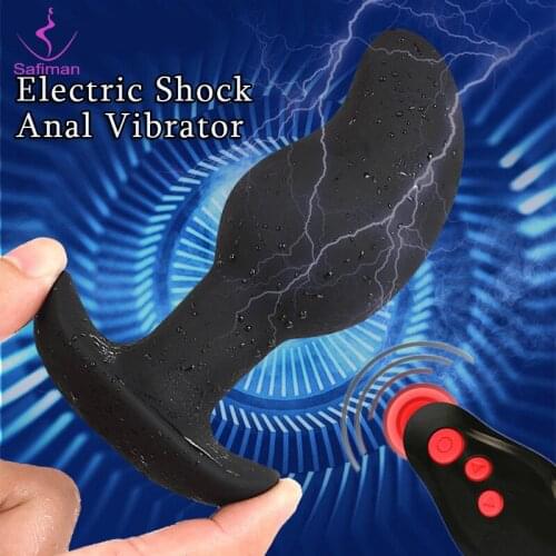 Electric Shock Anal Plug Dildo Vibrator Remote Control Vibrator Plugs Male Prostate Massager Gay Sex Toys For Men Masturbator
