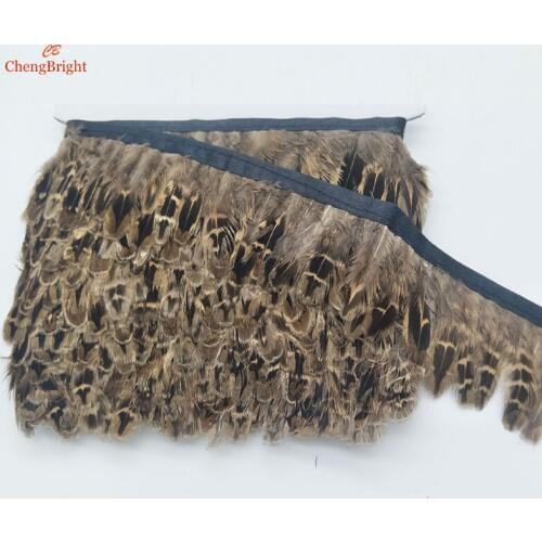 ChengBright Wholesale High Quality 10 Yards Natural Pheasant Feather Ribbon Feathers Trim Fringe Clothing Accessories Wedding A