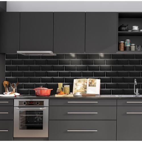 Black Terrazzo Wall Stickers Retro Oil-proof Waterproof Tile Sticker For Kitchen Bathroom Ground Wall House Decoration