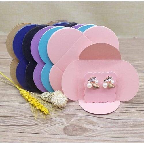 Flower budDIY 10pcs with white ribbon Various Colors Earring Cards Eardrop Display Package Supply Bag Box Fashionable Paper Card