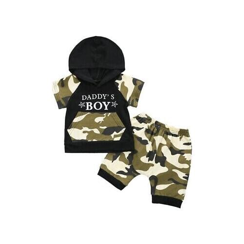 Baby kids clothing set fashion baby boy DADDY´S BOY Baby Kids Boy Camouflage Hoodie Tops+Shorts Pants Clothes Outfits 0-24 month