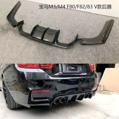 For BMW F80 M3 F82 F83 M4 4 Series 2014-2017 Carbon Fiber Rear Diffuser Bumper Spoiler Guard Protector Skid Plate Bumper