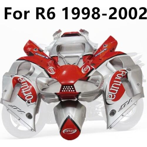 For YAMAHA R6 1998 1999 2000 2001 2002 98 99 01 02 Injection Cowling Motorcycle Full Fairing Kits Red Silver Letters