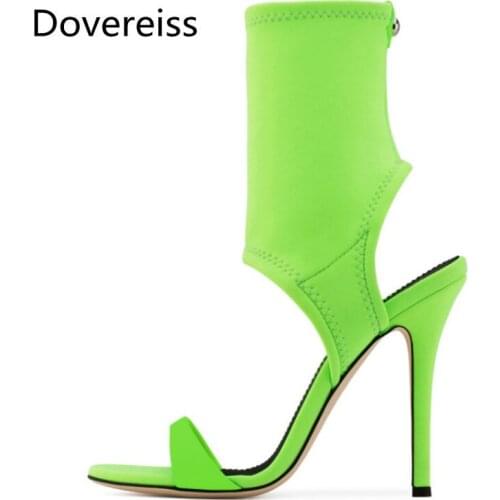 Dovereiss Fashion Womens Shoes summer new consice Elegant Pure color Leopard print rose red green Party shoes Sandals 32-41