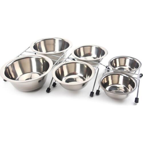 Double Dog Bowls Diner Dish Durable Stainless Steel Dog Bowl Anti Slip Removable Puppy Cat Food Water Pet Feeders