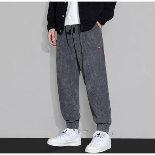 Japanese Style Fashion Men Jeans Loose Fit Vintage Designer Casual Corduroy Pants Men Streetwear Hip Hop Joggers Cargo Pants