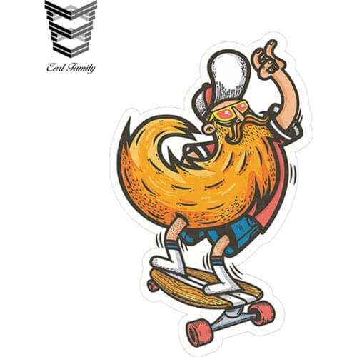 EARLFAMILY 13cm x 8.2cm Personality Hip Hop Trend Old Man Skater Vinyl Car Sticker for Bumper Door Window Decal DIY Car Styling