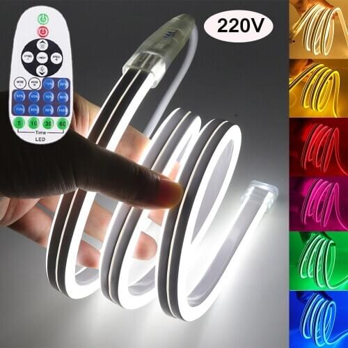 EU 220V Neon Strip Waterproof 2835 120leds/m Led Strip White/Blue/Green/Red/Pink Dimmerable Flexible Ribbon Tape Neon Light
