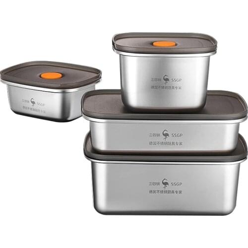 Stainless Steel Lunch Box Food Storage Box Portable Picnic Camping Food Crisper Food Storage Container for Outdoor Bento Box