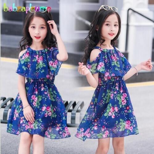 Baby Summer Beach Dress 2020 Korean Fashion Chiffon Print Flowers Princess Dresses Toddler Clothes Little Girls Clothing 1992-1