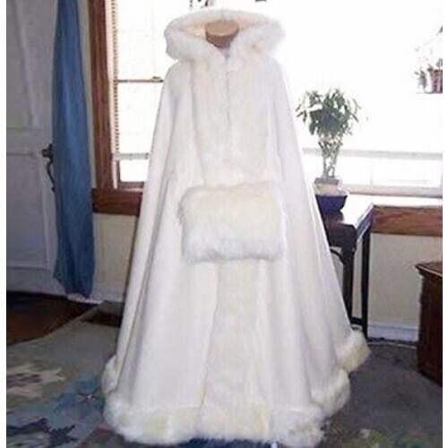 Bridal fur cape jacket winter bridal fur jacket with hat long jacket fur cape wear