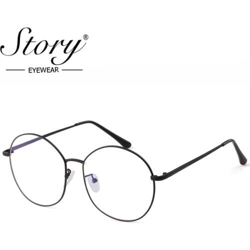 STORY fashion oversized round glasses women men 2019 luxury brand designer retro black silver simple metal frame eyewear PS6290A