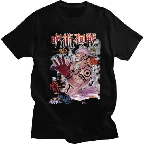 Retro Jujutsu Kaisen Yuji Itadori Men T Shirt 100% Cotton Tee Tops Ryomen Sukuna Tshirt Short Sleeved Printed T-shirt Clothes