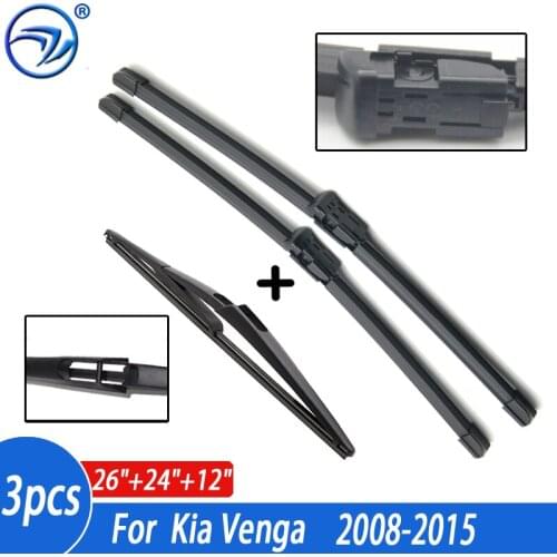 Wiper Front & Rear Wiper Blades Set For Kia Venga MK1 2009 - 2019 2018 2017 2016 2015 14 Windshield Windscreen 26"14"12"
