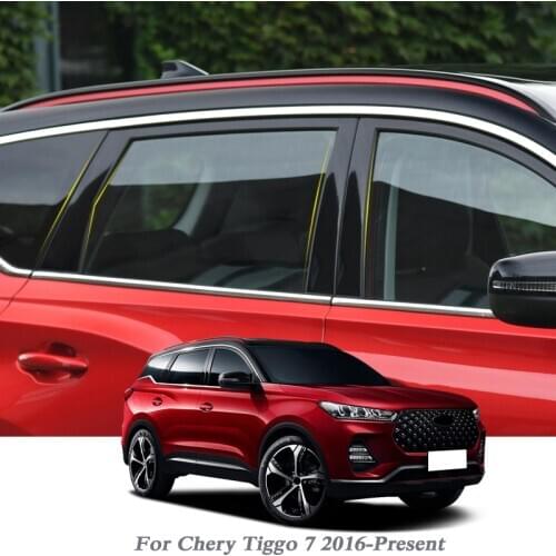 6pcs Car Styling For Chery Tiggo 7 2016-Present Car Window Trim Sticker Middle Column PVC External Accessories