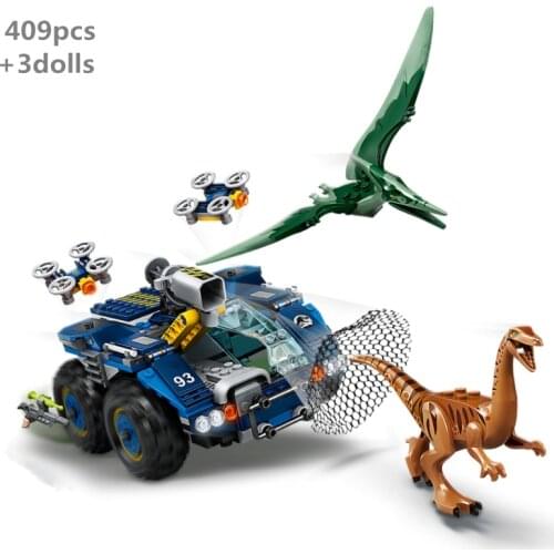 NEW Gallimimus Pteranodon Breakout Model Building Blocks Jurassiced Dinosaur Park World Classic Movie Kit Bricks Kids Toys Gifts