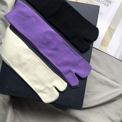 Solid Color Short Tabi Socks Women Men High Quality Combed Cotton Split Toe Socks Unisex Japanese Harajuku Two-toe Socks Purple