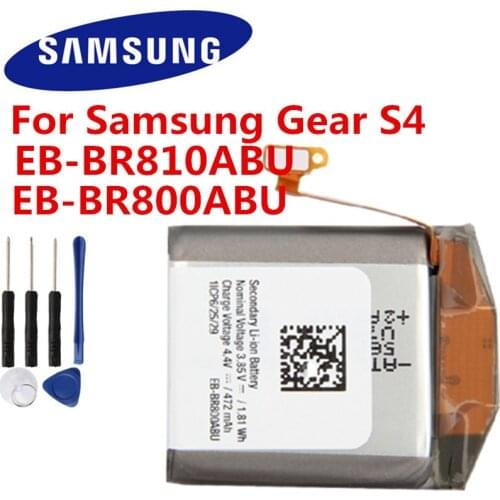 Original EB-BR800ABU For Samsung Gear S4 S4 mini SM-R800 SM-R805 SM-R810 46mm Smart-Watch Replacement Battery 472mAh eb-br810abu