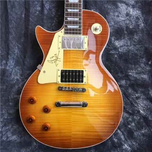 Hot standard electric guitar, left hand guitar, high-quality striped tiger maple, mahogany. Good sound quality
