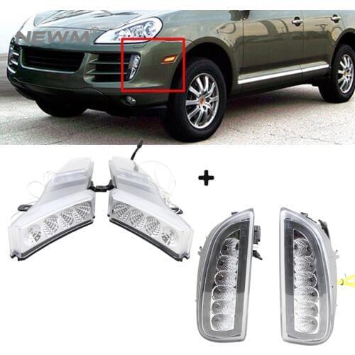 Clear Led Side Marker Turn Signal Lights White/Amber + Led DRL Daytime Running Light For Porsche Cayenne 2007-2010