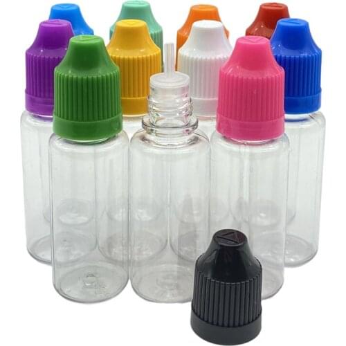 30pcs 15ml Clear Hard Plastic Container PET Needle Bottles With Childproof Cap Long Tip For Liquid Vial