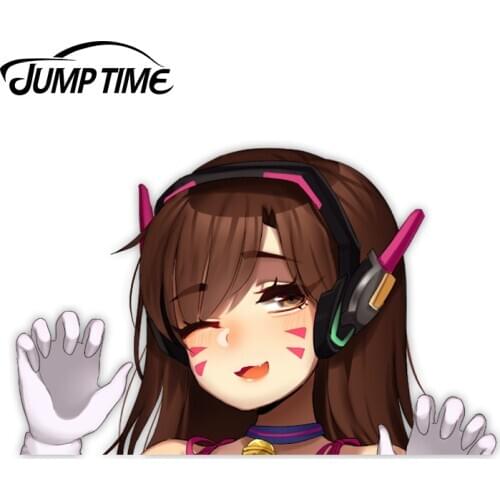 Jump Time 13cm x 8.3cm For Overwatch Anime D.Va (Hana Song) Car Stickers Waifu Decals Car Styling Motorcycle Car Accessories