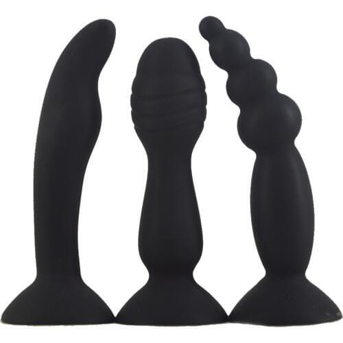 FAAK 3pcs/lot Silicone butt plug strong suction cup beads anal sex toys clit G-spot stimulate anal plug erotic products sex shop
