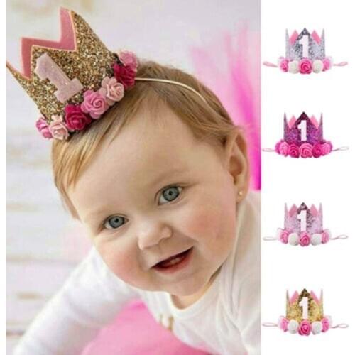 Cute Newborn Toddler Baby Girl Boys 1st Birthday Party Flower Princess Crown Headband Gift IPCS