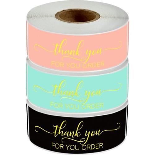 "Thank You For Your Order"Sticker For Pack Sealing Labels Sticker Black Pink Turquoise Transparent Gold Stationery Stickers Roll