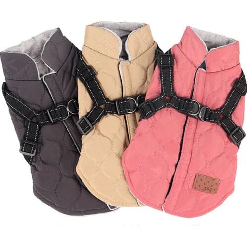 Warm Dog Clothes Winter For Small Dogs Yorkie Terrier Pug Puppy Cat Harness Coat Cotton-Padded Vest Jacket Pet Clothing Outfit S