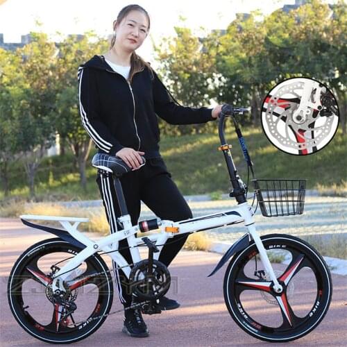 Bicycle 16 Inch Ultra Light Portable Student Bicycle Road Bike For Adults Folding Variable Speed Disc Brake Highway Bike