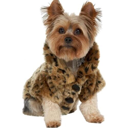 Generic Luxury Pet Dogs Coat Leopard Faux Fur Jacket Winter Clothes (M)