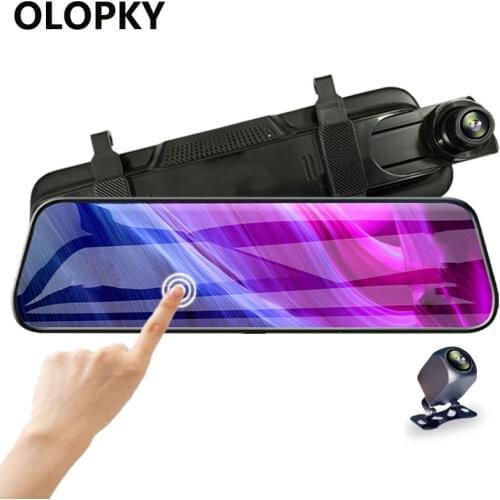 OLOPKY Dash Camera 10.0 Inch Stream Media Rear view mirror FHD 1080P Dual Lens Auto Registrar Night Vision Video Recorder Dvrs