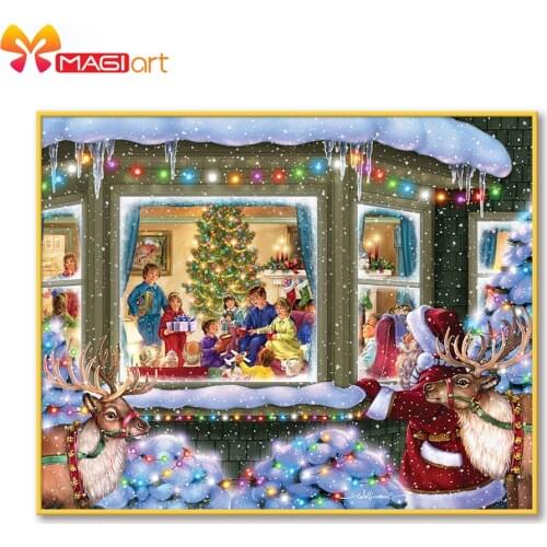 Cross stitch kits Embroidery needlework sets 11CT water soluble canvas patterns 14CT Full Merry Christmas Town NCMC130