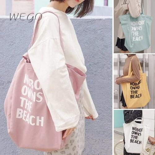Women Canvas Shoulder Bag Extra Large Capacity Handbag Letters Beach Bags Female Big Tote Ladies Simple Canvas Shopping Bag