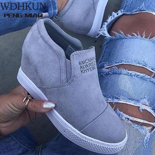 Autumn Women Platform Wedges Vulcanized Ankle Boots Height Increasing Female High Heel Shoes Ladies Fashion Plus Size 35-43