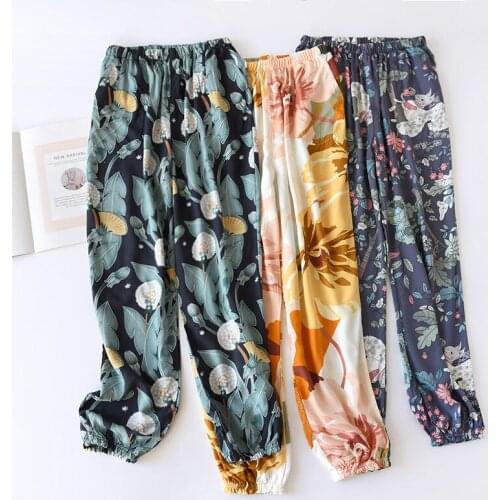 Women Spring And Summer Multicolor Beam Leg Pants Female Sleep Bottom Casual Loose Home Pants Workout Home Service Pajamas