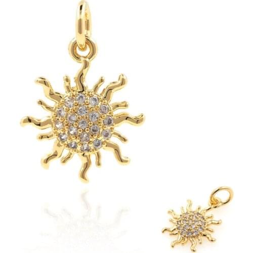Micropavé CZ Sun Necklace Sun God Gold Pendant DIY Jewelry Making Accessories 18x12.5x2.4mm
