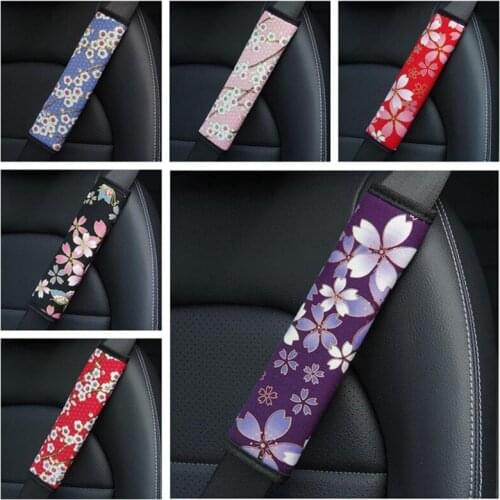 1pc Plum Blossom Car Safety Seat Belt Shoulder Cushion Cherry blossoms Shoulder Pad Protection Padding for Auto Accessories