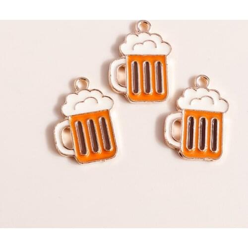 10pcs 14*19mm Enamel Bear Charms for Original Jewelry Making Alloy Drinks Pendants for Necklaces Earrings Making Accessories DIY