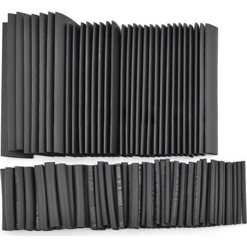 127Pcs Black Glue Weatherproof Heat Shrink Sleeving Tubing Tube Assortment Kit