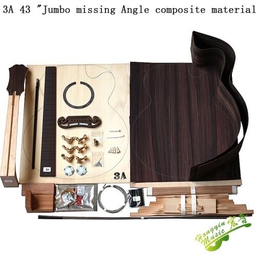 3A 43-inch Jumbo Missing Horn Gem Full Single folk guitar accessories making material set with Indian rose acoustic guitar