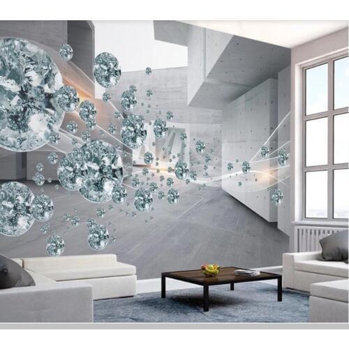 Papel de parede 3d crystal ball abstract space building brick wall wallpaper mural,living room bedroom wall papers home decor