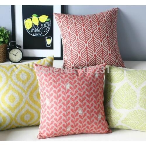 4pcs/lot 45X45cm Linen Cushion Cover Pillow Case Cover Vintage Leaves Decor Home decorative throw pillows Cover