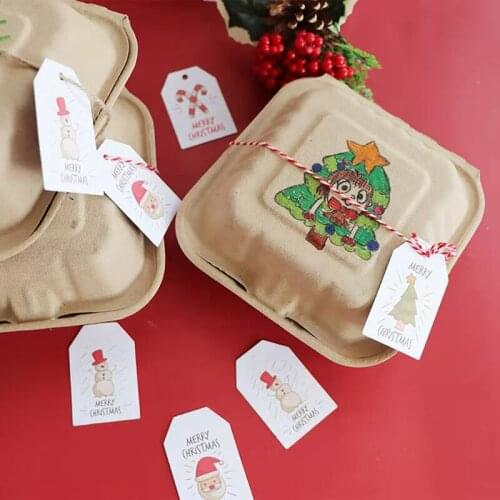 50Pcs Merry Christmas Tags Kraft Paper Card Gift Label Tag DIY Hang Tags Gift Wrapping Decor Gift Card Christmas Favors Supplies