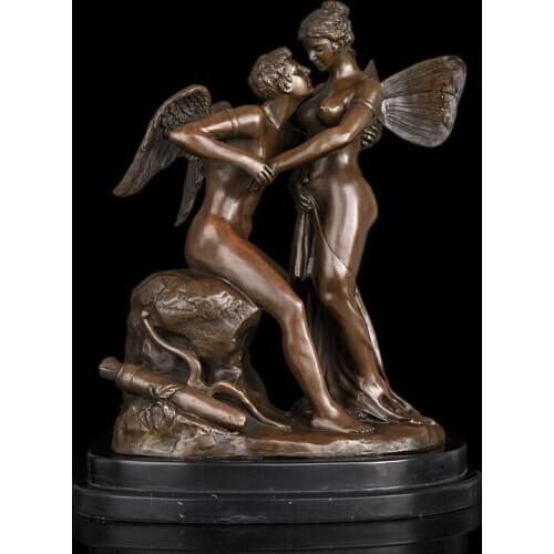 ArtsHom DS-573 Sexy Angel Man Woman Woman Bronze Art Decor Sexy Man Woman Kissing Man Woman Figurins For Livingroom Decoration